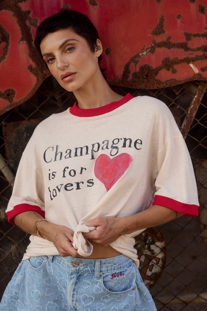 THE CHAMPAGNE IS FOR LOVERS TEE - CREAM