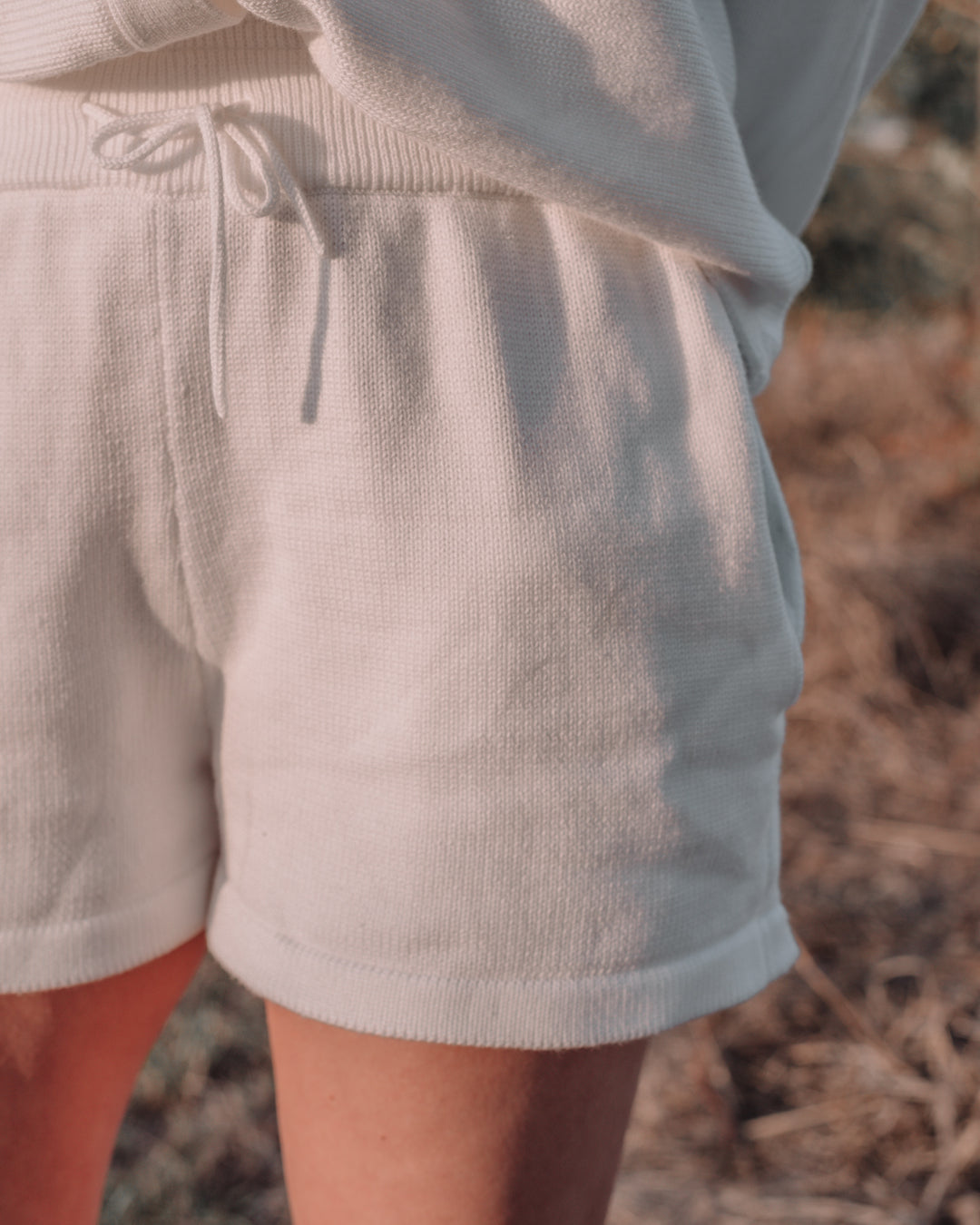 Ivie Shorts - Womens White Knit Shorts